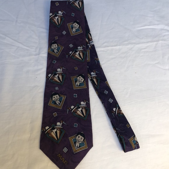 Mad Magazine Alfred E. Newman/Spy vs Spy Purple Silk Tie Made in Canada - Picture 5 of 12